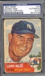 Johnny Mize Autographed Card (New York Yankees)